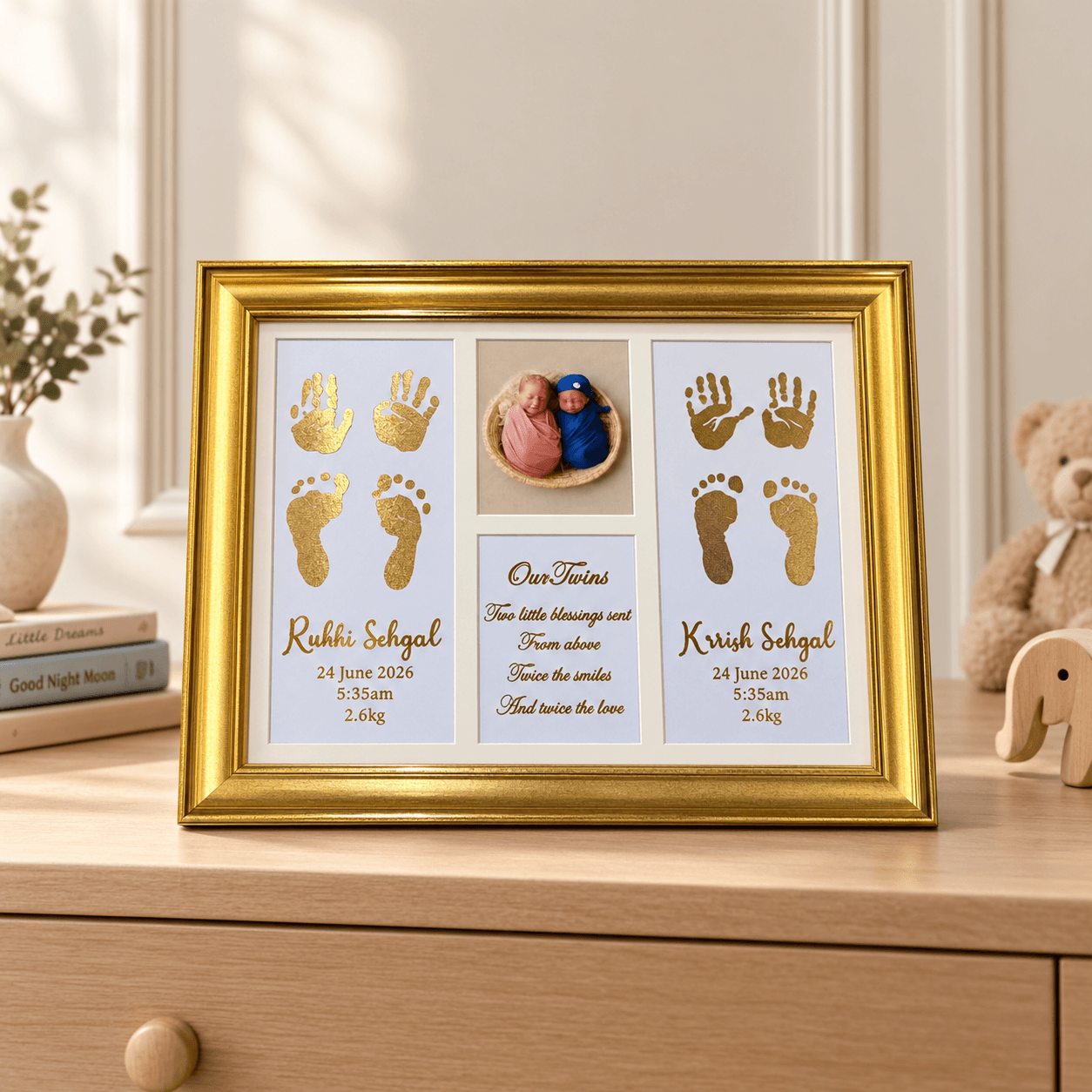 Twins/Siblings Metallic Imprint Frame — image 1
